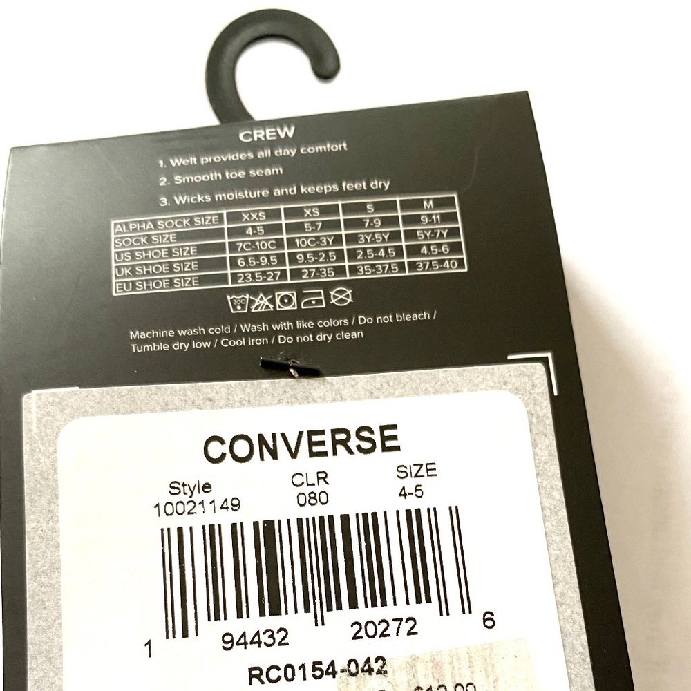 Converse Wordmark Sock 3 Pack White Black Grey Kid 10021149 080 - Picture 3 of 5